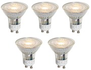Set van 5 GU10 50mm LED lampen helder 1W 80 lm 2200K