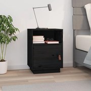 vidaXL Mesa de cabeceira 40x34x55 cm madeira de pinho maciça preto