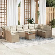 vidaXL Conjunto de Sofás de Jardim 11 pcs Bege, branco Grande