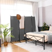 Biombo de 4 painéis Divisória dobrável Divisória de paredes de fibra Proteção de privacidade 220 x 51 x 173 cm Cinza