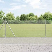 vidaXL Cerca de Arame Soldado com 7 Postes Flangeados 0.8x10 m Aço Galvanizado