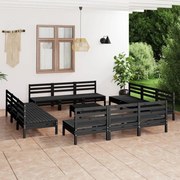 13 pcs conjunto lounge de jardim pinho maciço preto