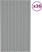 vidaXL Painéis de telhado 36 pcs 80x45 cm aço galvanizado cinzento