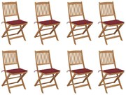 vidaXL Cadeiras de exterior dobráveis c/ almofadões 8pcs acácia maciça