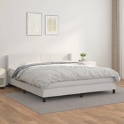 vidaXL Cama com molas/colchão 180x200 cm couro artificial branco