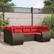 vidaXL 6 pcs conjunto de sofás jardim c/ almofadões vime PE castanho