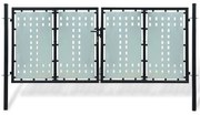 vidaXL Portão de cerca com porta única 300x175 cm preto