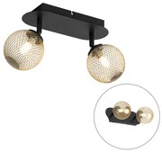 Foco preto com dourado 2 luzes - Athens Wire