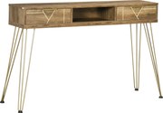 HOMCOM Consola Móvel de Entrada com 2 Gavetas Prateleira Aberta e Pés de Aço Estilo Moderno 120x29x79cm Madeira e Bronze | Aosom Portugal