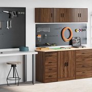 vidaXL Armários de garagem 2pcs derivados de madeira carvalho castanho