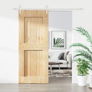 vidaXL Porta de correr com ferragens 85x210 cm madeira de pinho maciça