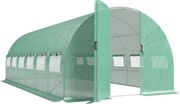 Outsunny Estufa Túnel 6x3x2 m com Porta com Dobradiças 12 Janelas com Rede e Estrutura de Aço Galvanizado Verde | Aosom Portugal