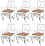 vidaXL Cadeiras de jantar 6 pcs madeira de pinho branco