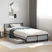 vidaXL Estrutura de cama c/ gavetas derivados madeira cinza sonoma