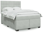 vidaXL Cama com molas/colchão 140x200 cm veludo cinzento-claro