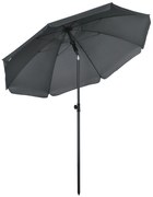 Outsunny Chapéu de Sol de Praia Grande Ø180 cm Chapéu de Sol de Exterior com Ângulo Ajustável Proteção UV50+ Mastro de Ø32 mm Cinza