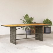 vidaXL Mesa de jardim com tampo em acácia 190x80x74 cm vime PE cinza