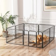 Parque para animais de estimação com 8 elementos em Ferro tubular varias formas Cinzento