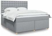 vidaXL Cama com molas/colchão 180x200 cm tecido cinzento-claro