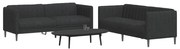 2 pcs conjunto de sofás tecido preto