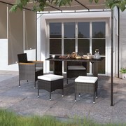 vidaXL 4 pcs conjunto de cadeiras e bancos de jardim vime PE preto