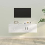 2 pcs conjunto móveis de TV derivados de madeira branco