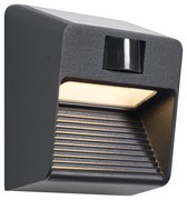 Candeeiro de parede preto com LED IP54 e sensor de movimento solar - Border Moderno