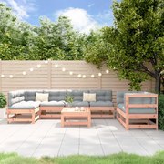 8 pcs conjunto lounge de jardim madeira de douglas maciça