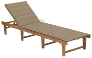 vidaXL Espreguiçadeira dobrável com almofadão madeira acácia maciça