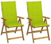 vidaXL Cadeiras jardim reclináveis c/ almofadões 2 pcs acácia maciça