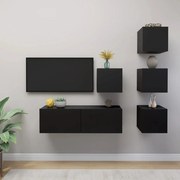 vidaXL 5 pcs conjunto de móveis de TV contraplacado preto