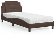 Cama com colchão 90x200 cm couro artificial castanho