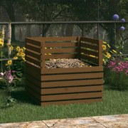 vidaXL Caixote de compostagem 80x80x78 cm pinho maciço castanho mel
