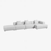 Sofá Modular Chaise Longue Canto Direito 3 Peças Com Puff (↔︎450 Cm) Bruna Tecido Cinzento Glaciar - Sklum