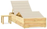 vidaXL Espreguiçadeira de jardim com mesa e almofadão pinho impregnado
