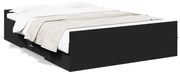 vidaXL Estrutura de cama c/ gavetas 140x190 cm derivados madeira preto