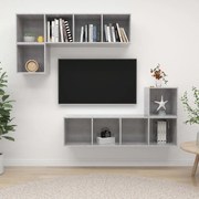 vidaXL 4 pcs conjunto de móveis de TV contraplacado cinzento cimento