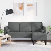 Sofá L de 3 Lugares vidaXL Cinza Escuro 160 cm Tecido