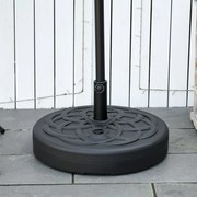 Base para Chapéu de Sol de PE Redonda Suporte para Chapéu de Sol 2,5kg Apto para Mastros de 38mm/48mm Preenchível com Areia 35kg e Água 25L Ø56x30,5cm