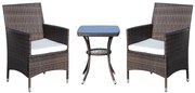 Outsunny Conjunto Mesa e Cadeiras Rattan Jardim Exterior Pátio Terraço com Almofadas Confortáveis Estrutura Metálica Durável | Aosom Portugal