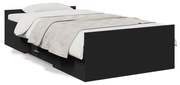 vidaXL Estrutura de cama c/ gavetas 100x200 cm derivados madeira preto