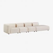 Sofá Modular De Canto Fogler De 4 Peças Com Espreguiçadeira Direita Bombazina Crema Linho - Sklum