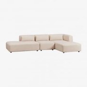 Sofá Modular Chaise Longue Direito De 3 Peças Com Divã Fogler Chenille Creme Bege - Sklum