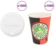 vidaXL Copos de café de papel com tampas 1000 pcs 4oz 100ml