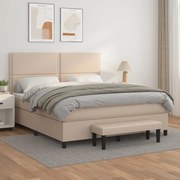 vidaXL Cama com molas/colchão 180x200 cm couro artificial cappuccino