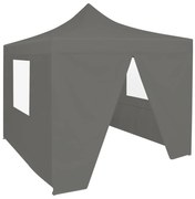 vidaXL Tenda dobrável profissional festas 4 paredes 2x2m aço antracite