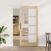 Conjunto de Porta Deslizante com Ferragens vidaXL 93x202 cm Madeira Maciça de Pinho
