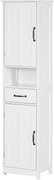 kleankin Coluna de Casa de Banho com 2 Portas 1 Gaveta Prateleira Aberta e Prateleiras Ajustáveis 40x30x164 cm Branco | Aosom Portugal