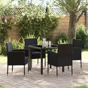 vidaXL Conjunto de Jantar de Jardim com Almofadas Preto Rattan Poliéster