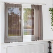 vidaXL Cortinas de voile com bolsos para varão 2 pcs castanho
